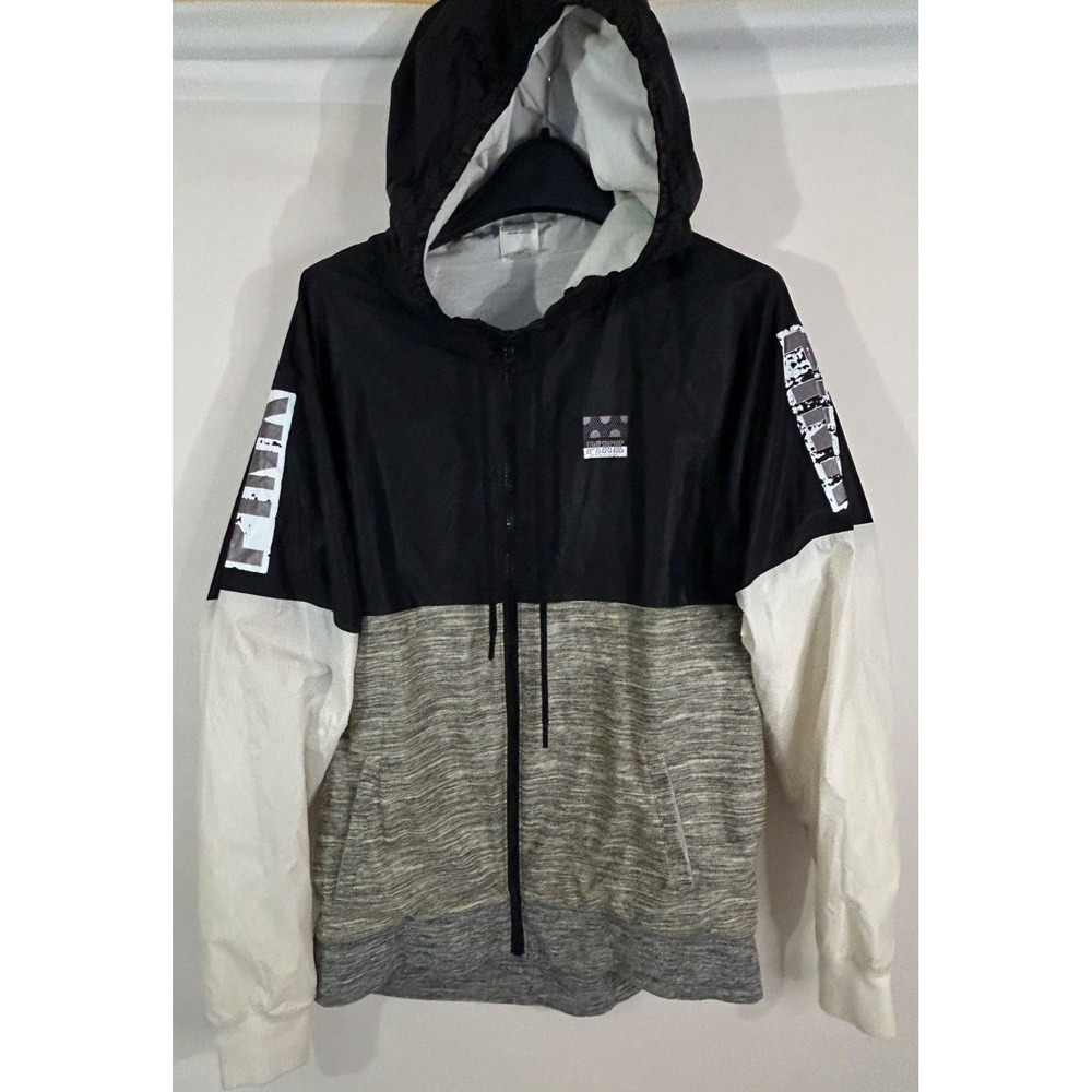 Victoria Secret Pink Anorak Full Zip Windbreaker Hoodie Fabric Lined‎ Sz S